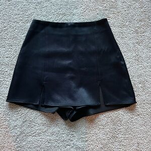 Black satin mini skort